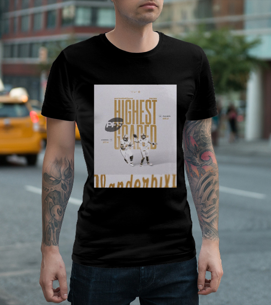 Vanderbilt PFF Top Ten Highest Graded Eli Stowers Diego Pavia T-Shirt