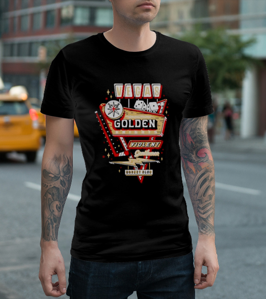 Vegas Golden Knights Violent Gentlemen Hockey Club Playing Card Style T-Shirt