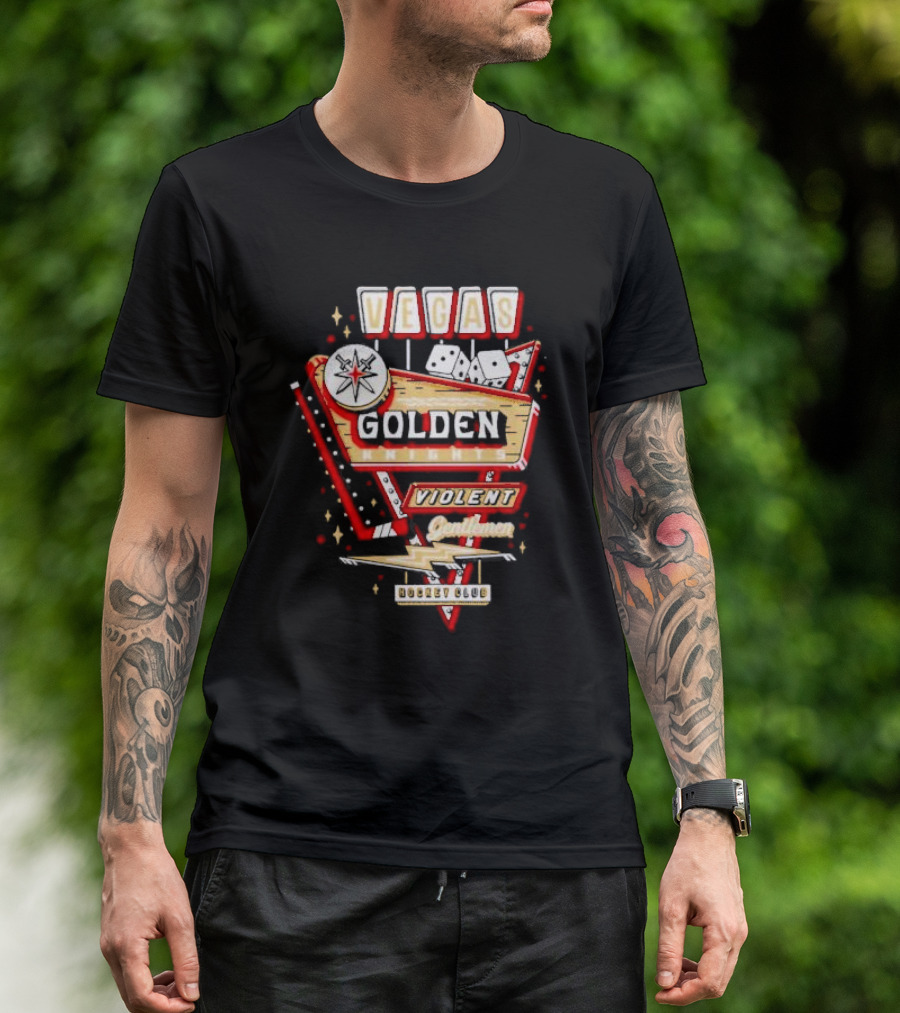 Vegas Golden Knights Violent Gentlemen Hockey Club Playing Card Style T-Shirt