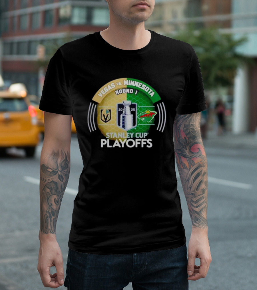 Vegas Vs Minnesota Round 1 Stanley Cup Playoffs 2025 T-Shirt