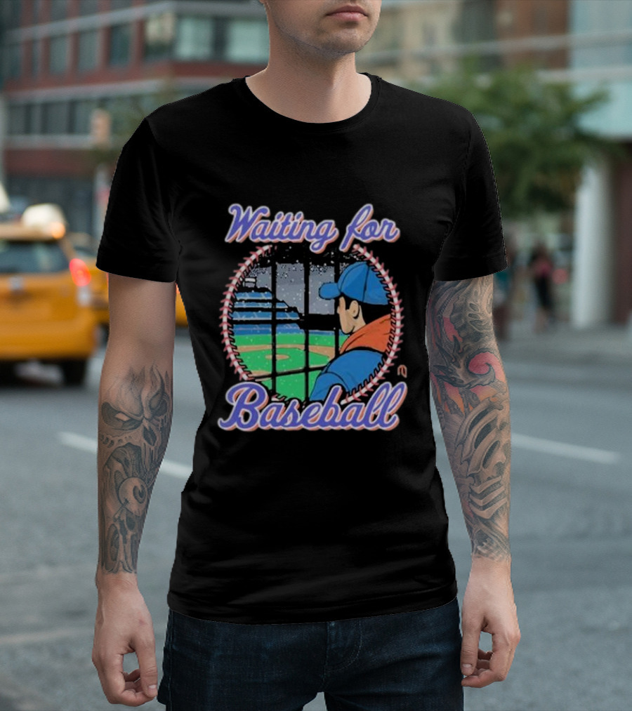 Waiting For Baseball Game Fan Looking Out Stadium Window T-Shirt