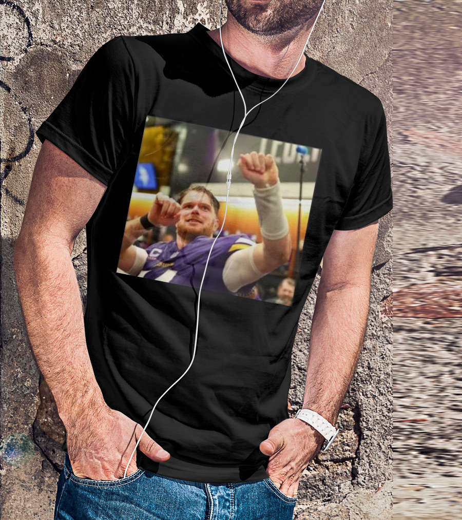 Vikings Locker Room Celebration With Sam Darnold In Jersey T-Shirt