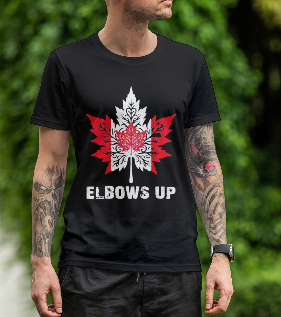 Elbows Up Canada Maple Leaf True North Strong Vintage T-Shirt