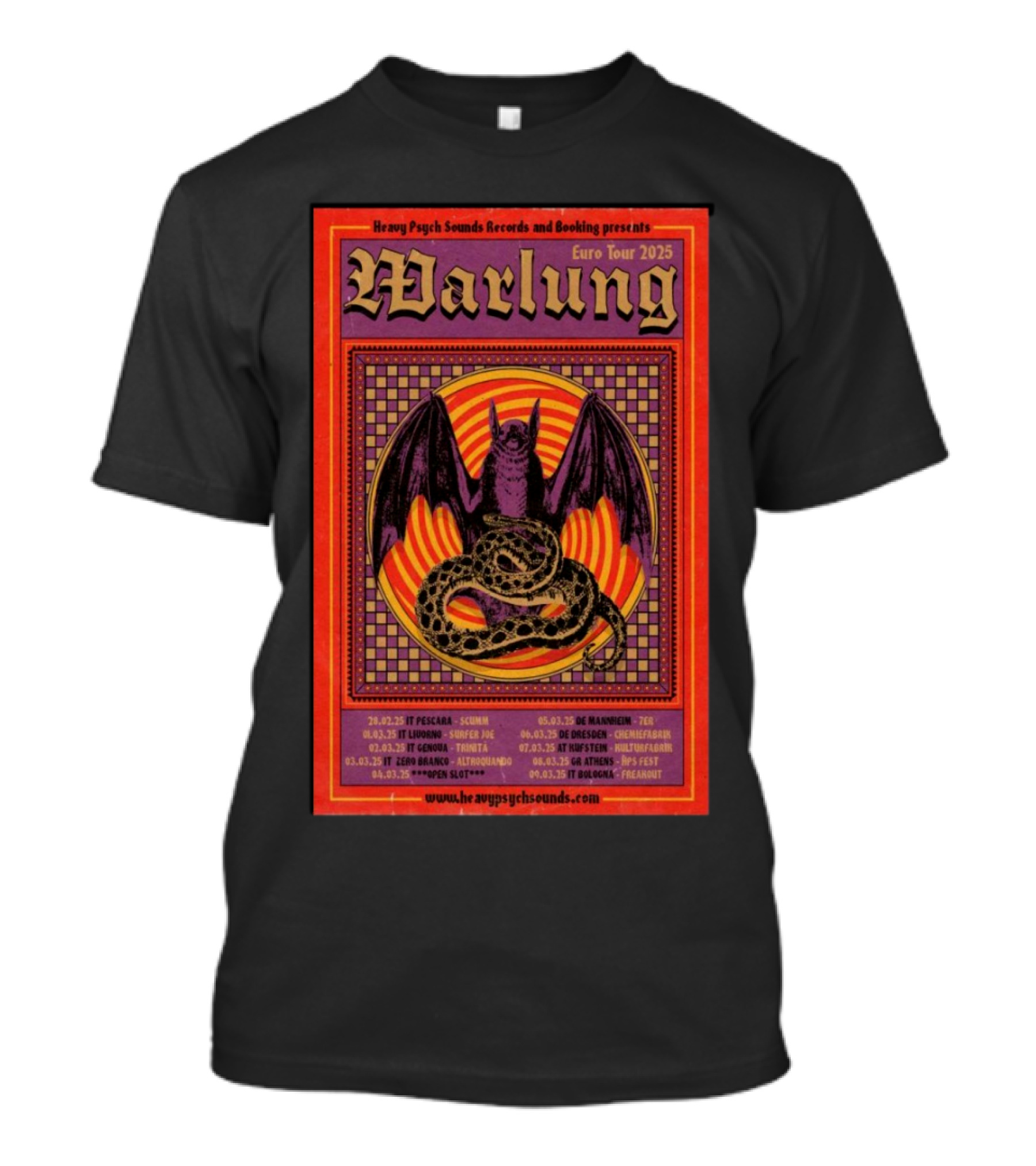 Heavy Psych Sounds Records Warlung Euro Tour 2025 Pescara Mannheim Dresden T-Shirt