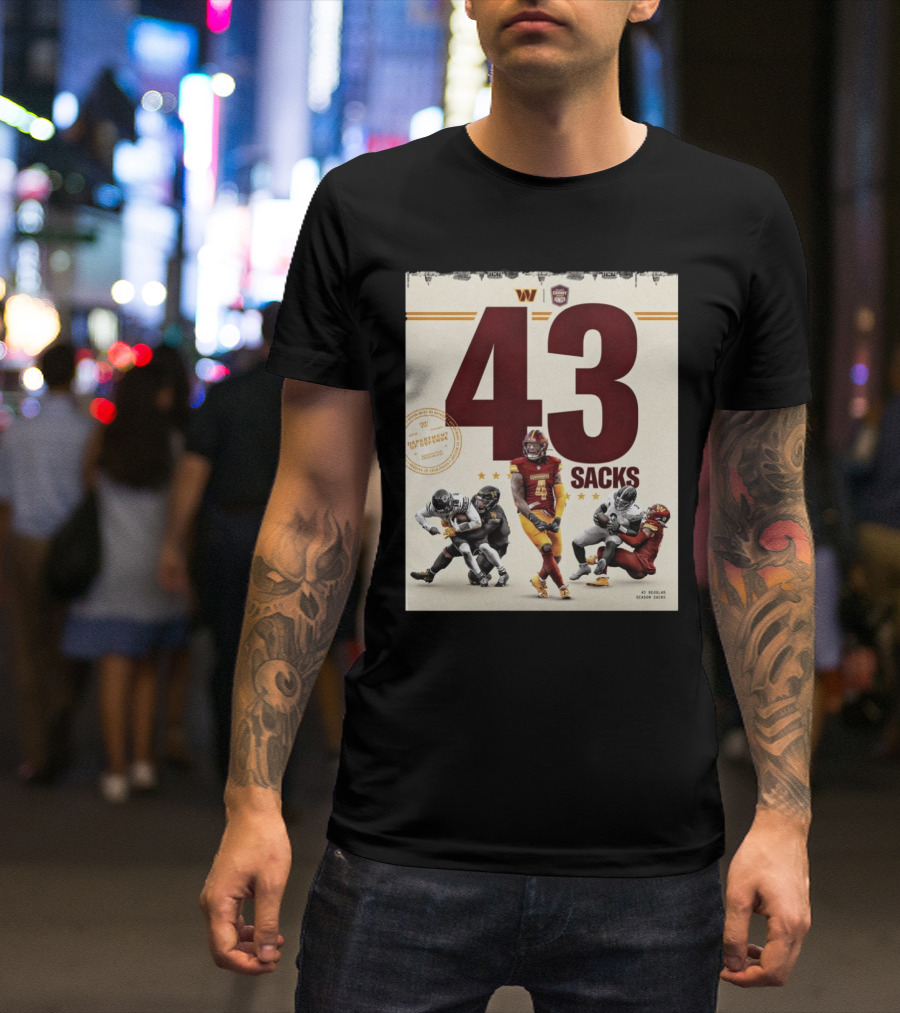 Washington Commanders 43 Sacks Chunky Sacks Hunger Program T-Shirt