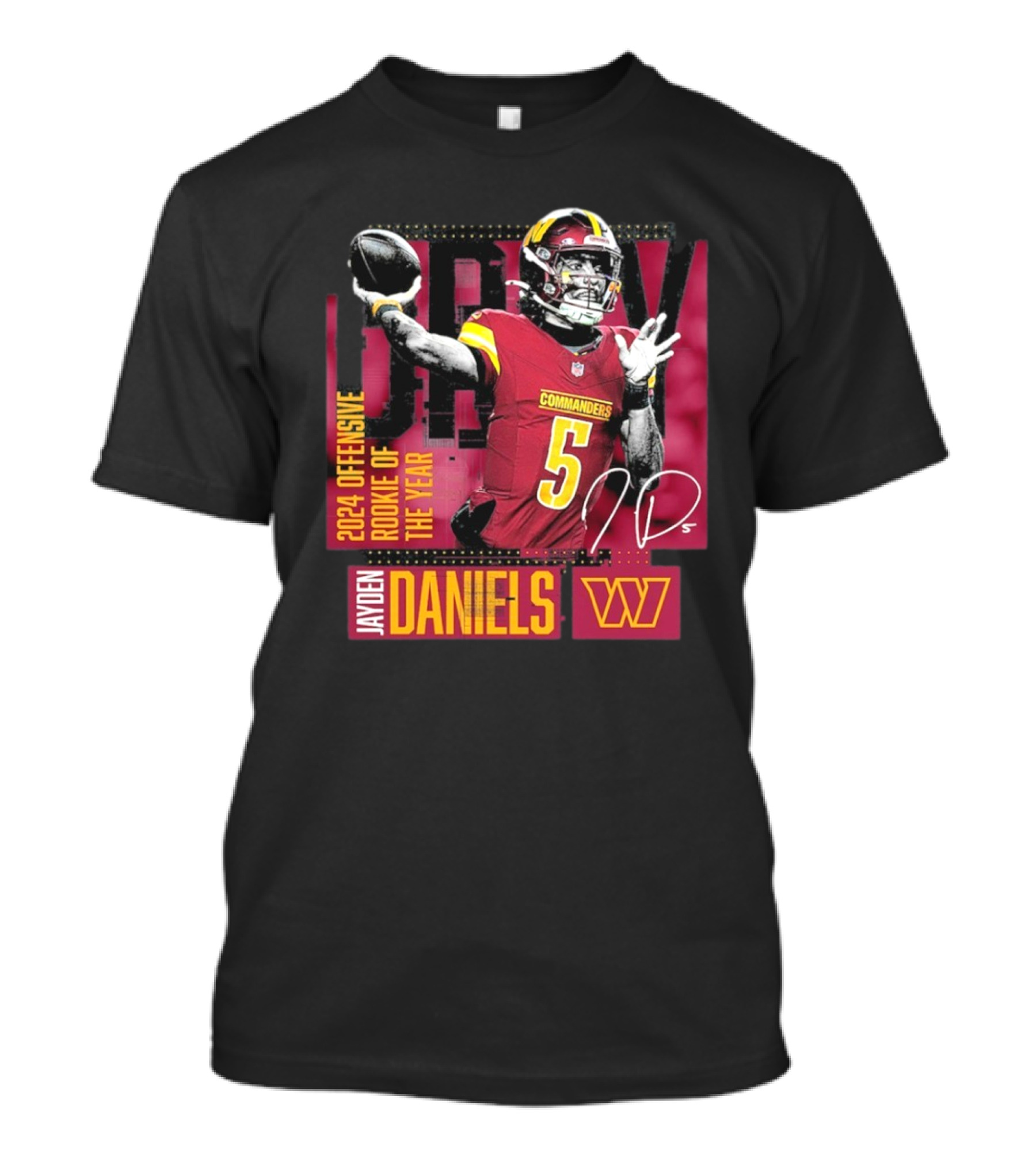 Washington Commanders Jayden Daniels 2024 Offensive Rookie Of The Year T-Shirt