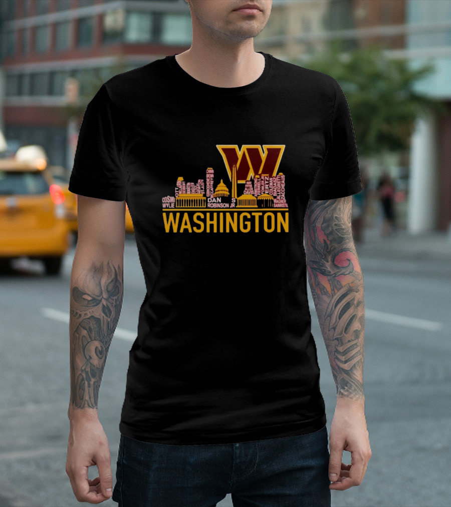 Washington Commanders 2025 Championship Celebration Skyline Names List T-Shirt