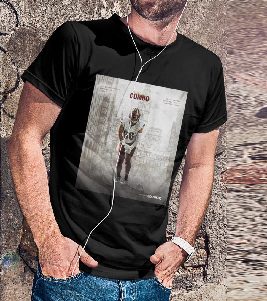NFC Championship Commanders At Eagles Zach Ertz Combo White Jersey Burgundy Pants Burgundy Socks T-Shirt
