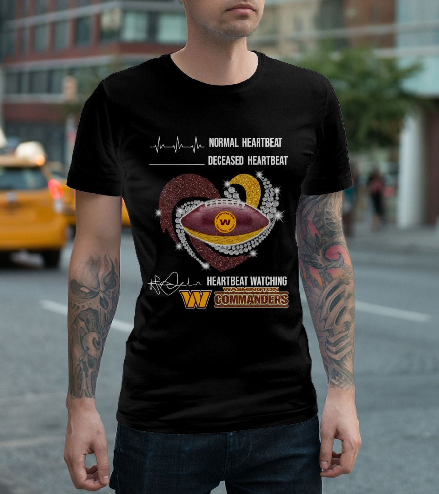Washington Commanders Faster Heartbeat When Ing Football Diamond Heart T-Shirt