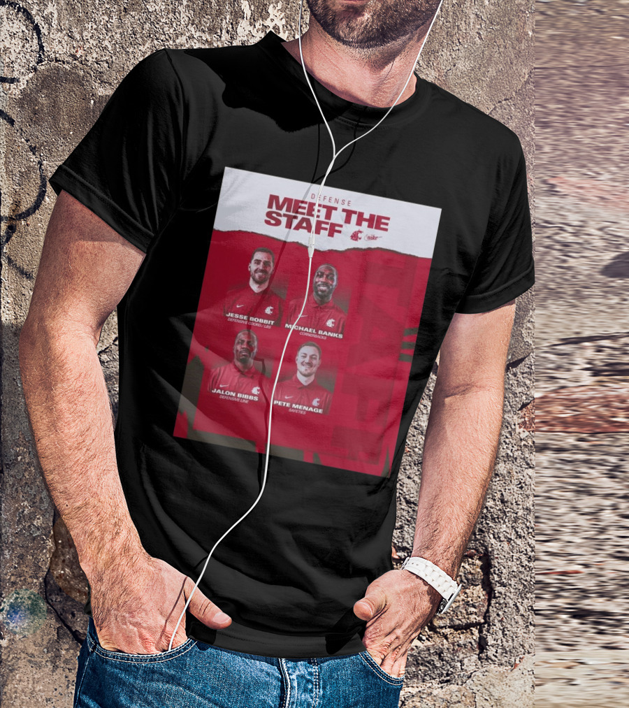 Defense Meet The Staff Washington State Cougars Jesse Bobbit Michael Banks Jalon Bibbs Pete Menage Nike T-Shirt