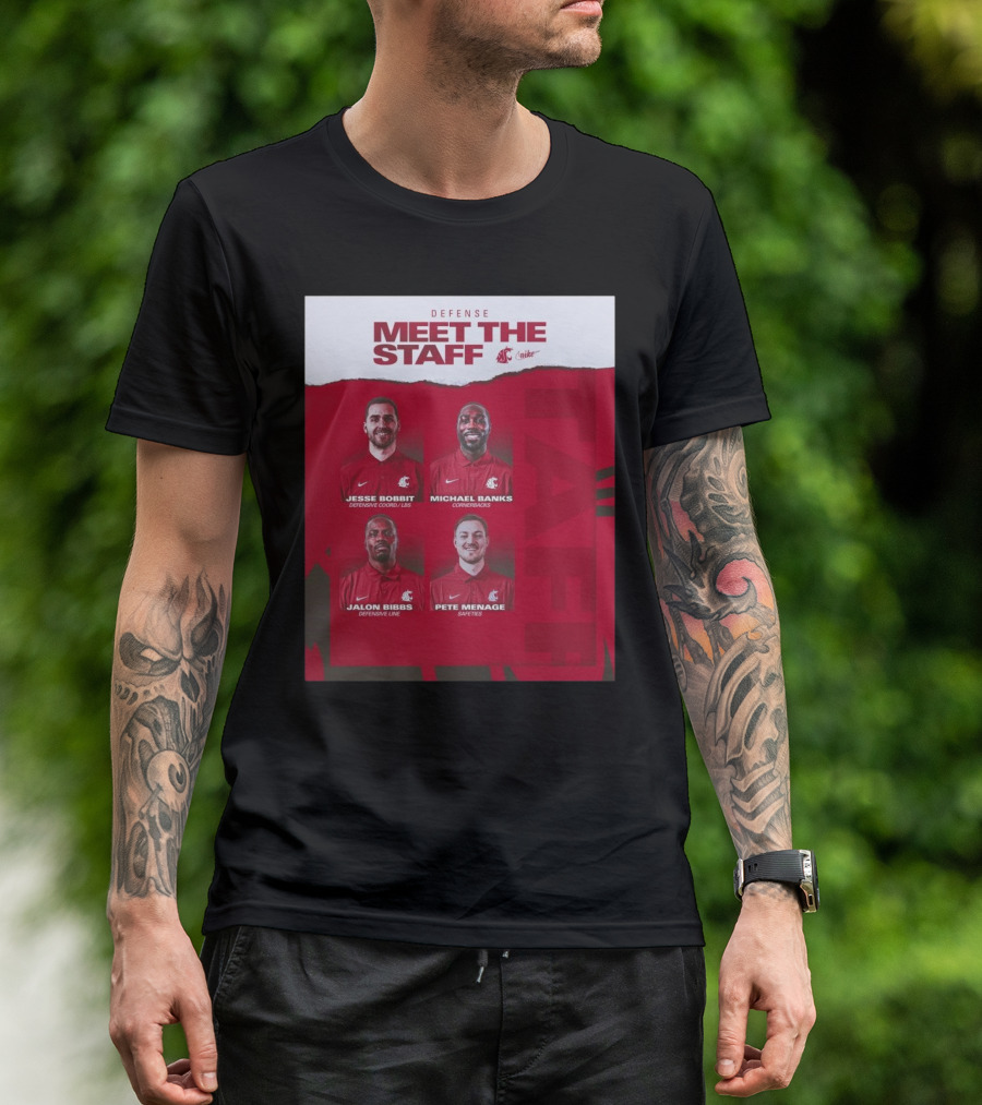 Defense Meet The Staff Washington State Cougars Jesse Bobbit Michael Banks Jalon Bibbs Pete Menage Nike T-Shirt