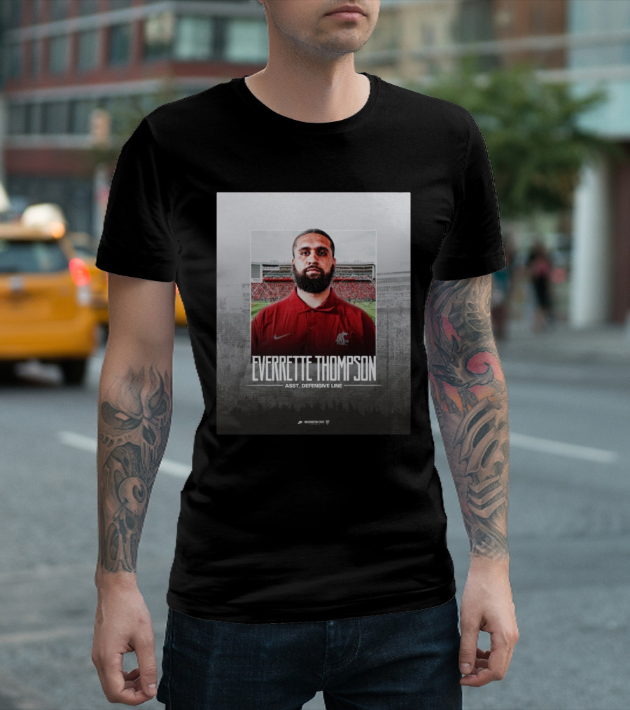 Washington State Football Everette Thompson Assistant Defensive Line Coach Palouse Stadium T-Shirt