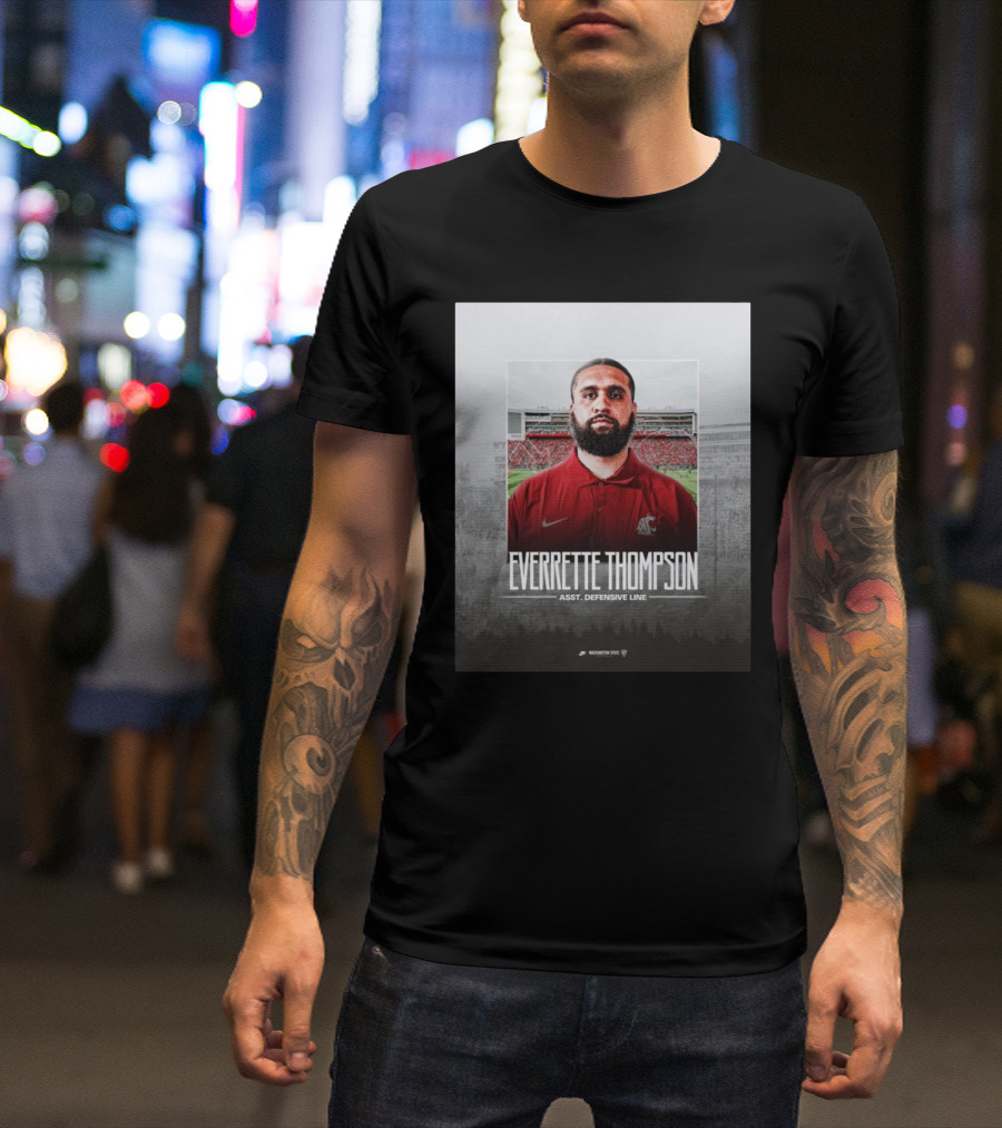 Washington State Football Everette Thompson Assistant Defensive Line Coach Palouse Stadium T-Shirt