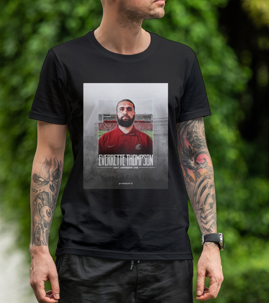 Washington State Football Everette Thompson Assistant Defensive Line Coach Palouse Stadium T-Shirt
