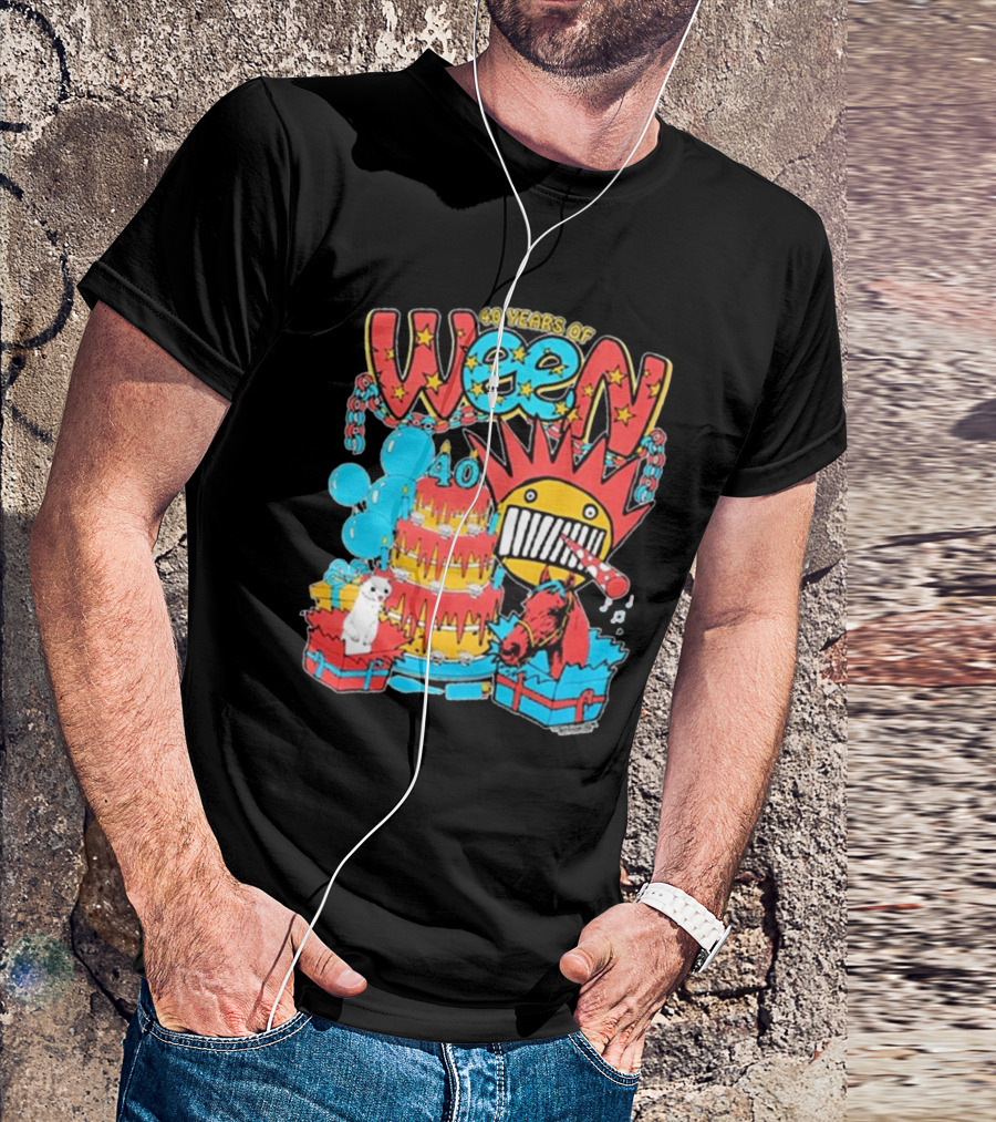 Ween 40 Years Of Celebration With Balloons And Colorful Cake T-Shirt
