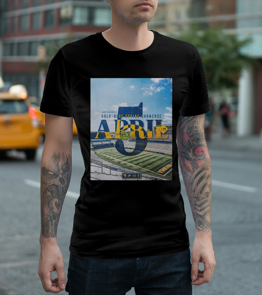 West Virginia Mountaineers Save The Date Gold Blue Spring Showcase April 5 2025 1 PM T-Shirt