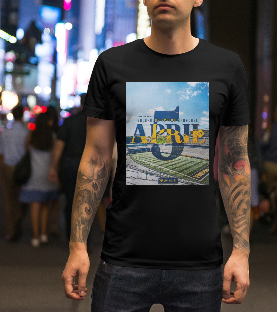 West Virginia Mountaineers Save The Date Gold Blue Spring Showcase April 5 2025 1 PM T-Shirt