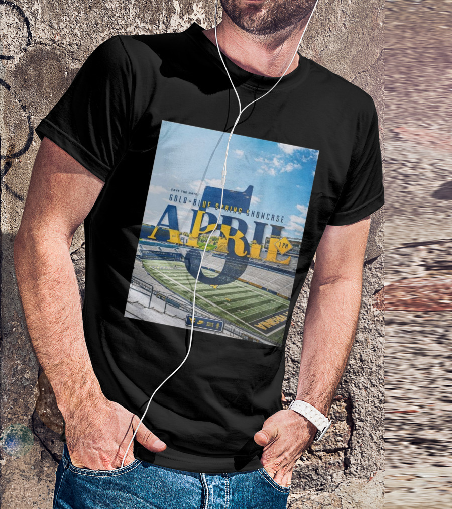 West Virginia Mountaineers Save The Date Gold Blue Spring Showcase April 5 2025 1 PM T-Shirt