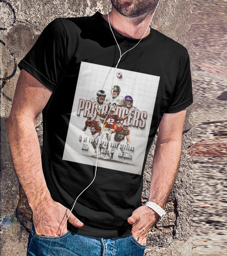 Wisconsin Football Pro Badgers NFL Stars Zack Baun TJ Watt Andrew Van Ginkel DPOY Vote Getters T-Shirt