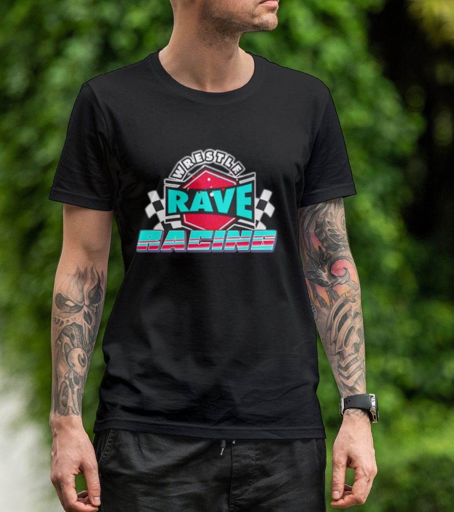 WrestleRave Racing Checkered Flag Retro Style T-Shirt