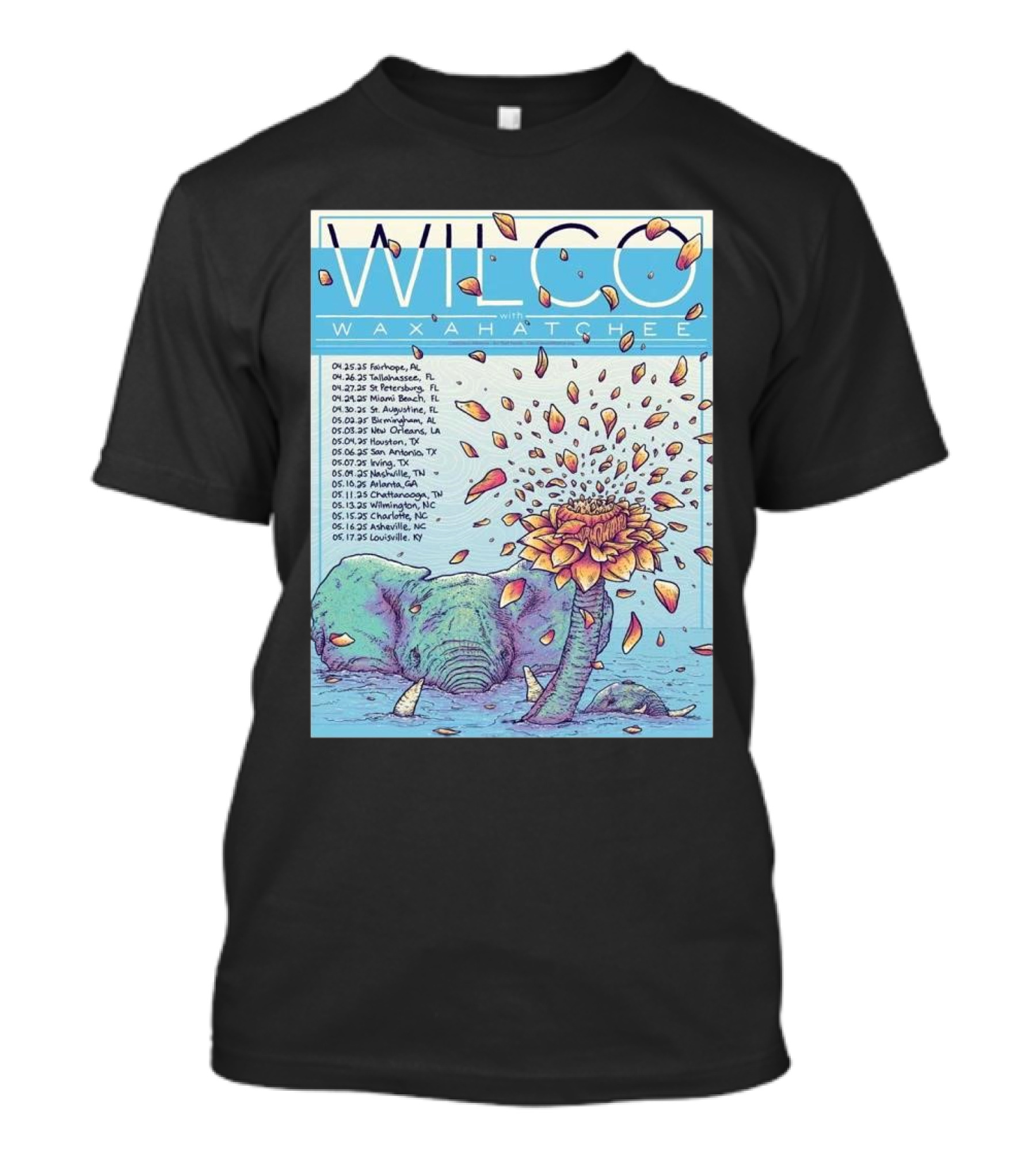 Wilco Spring Tour 2025 Waxahatchee Elephant Blowing Flower Tour Dates T-Shirt