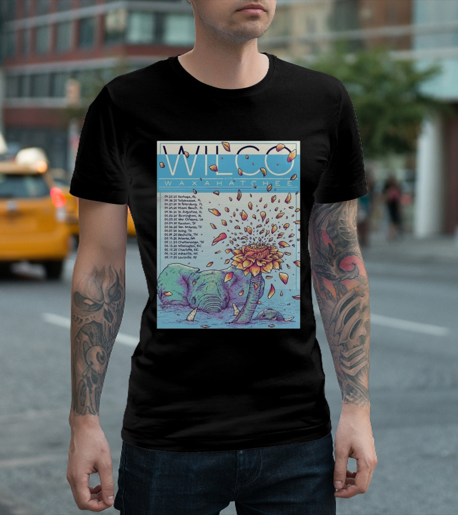 Wilco Spring Tour 2025 Waxahatchee Elephant Blowing Flower Tour Dates T-Shirt