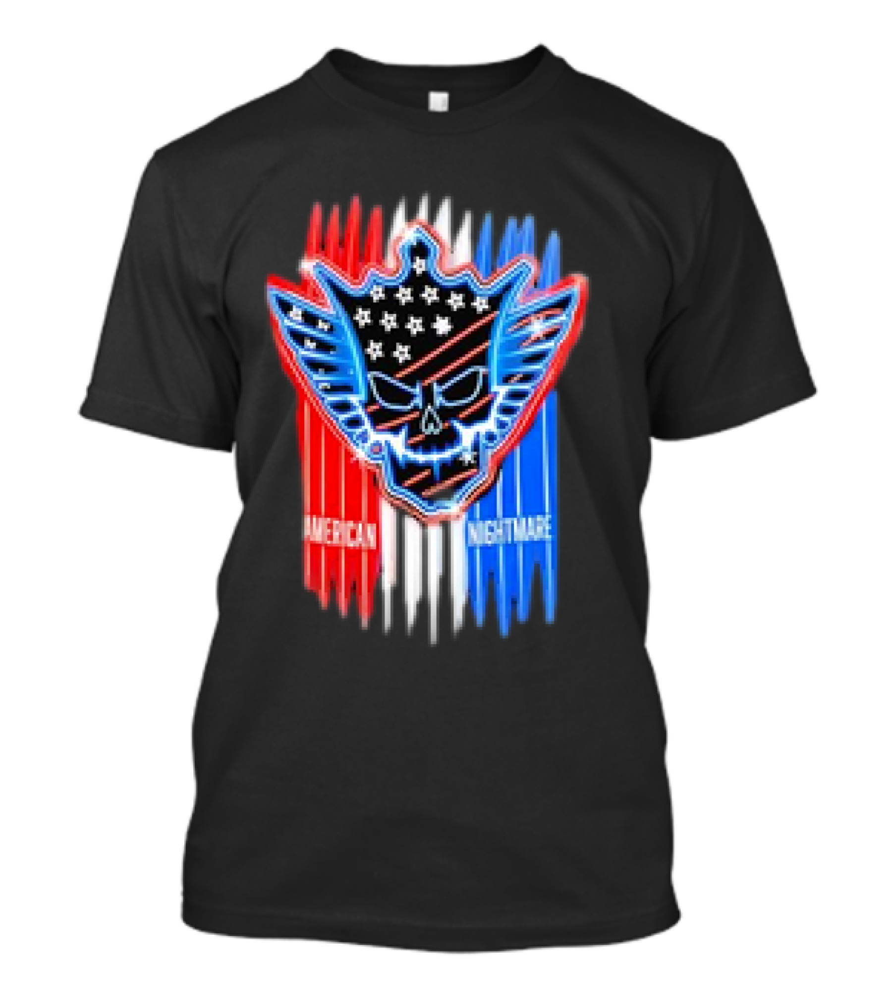Cody Rhodes WWE Neon American Nightmare Skull Wing USA Flag T-Shirt