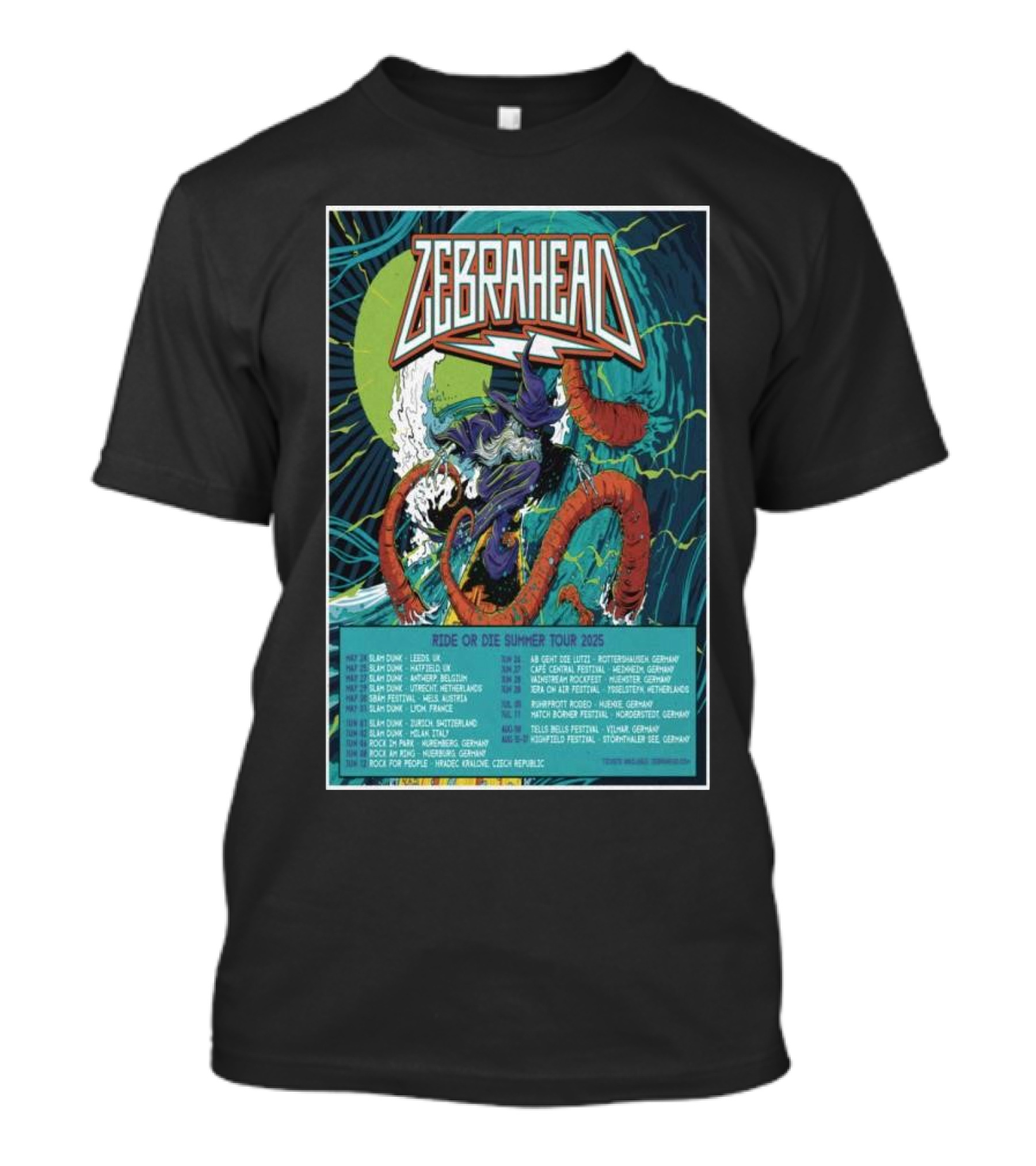 Zebrahead Ride Or Die Summer Tour 2025 Leeds Rotterdam Meerhout Rimini Brno T-Shirt