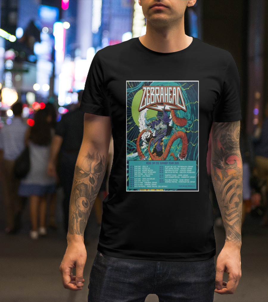 Zebrahead Ride Or Die Summer Tour 2025 Leeds Rotterdam Meerhout Rimini Brno T-Shirt