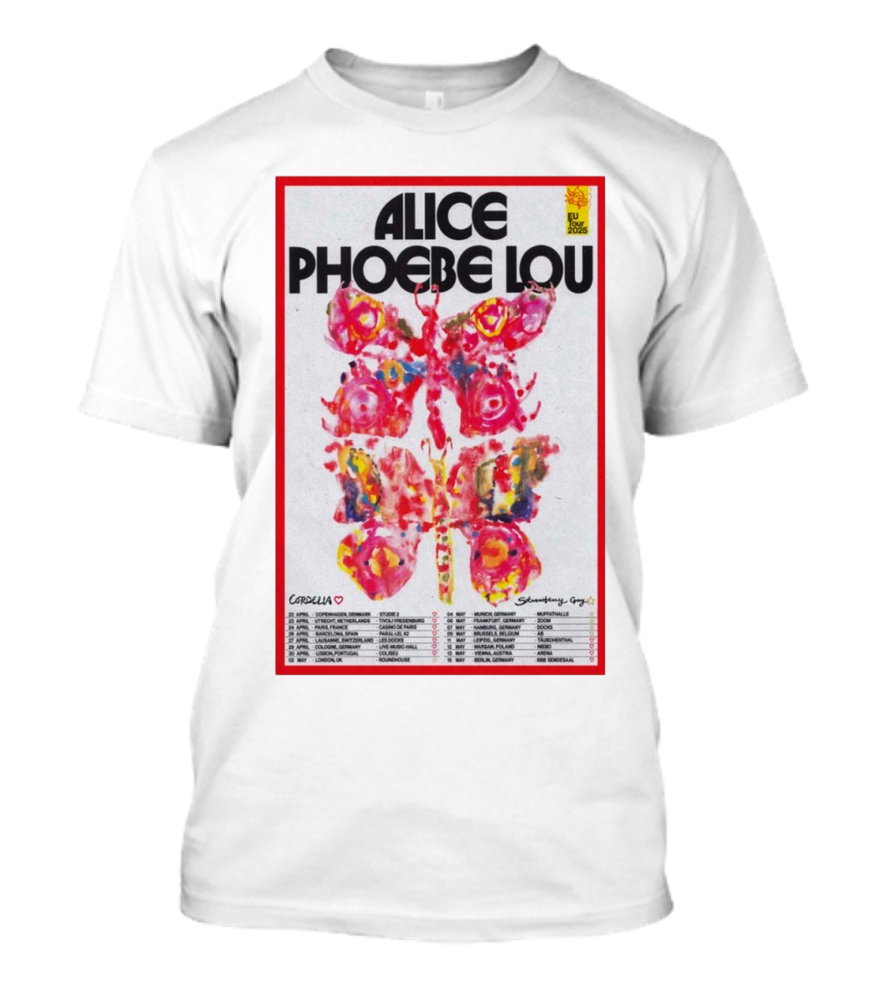 Alice Phoebe Lou EU Tour 2025 Copenhagen To Berlin April May Cordelia T-Shirt