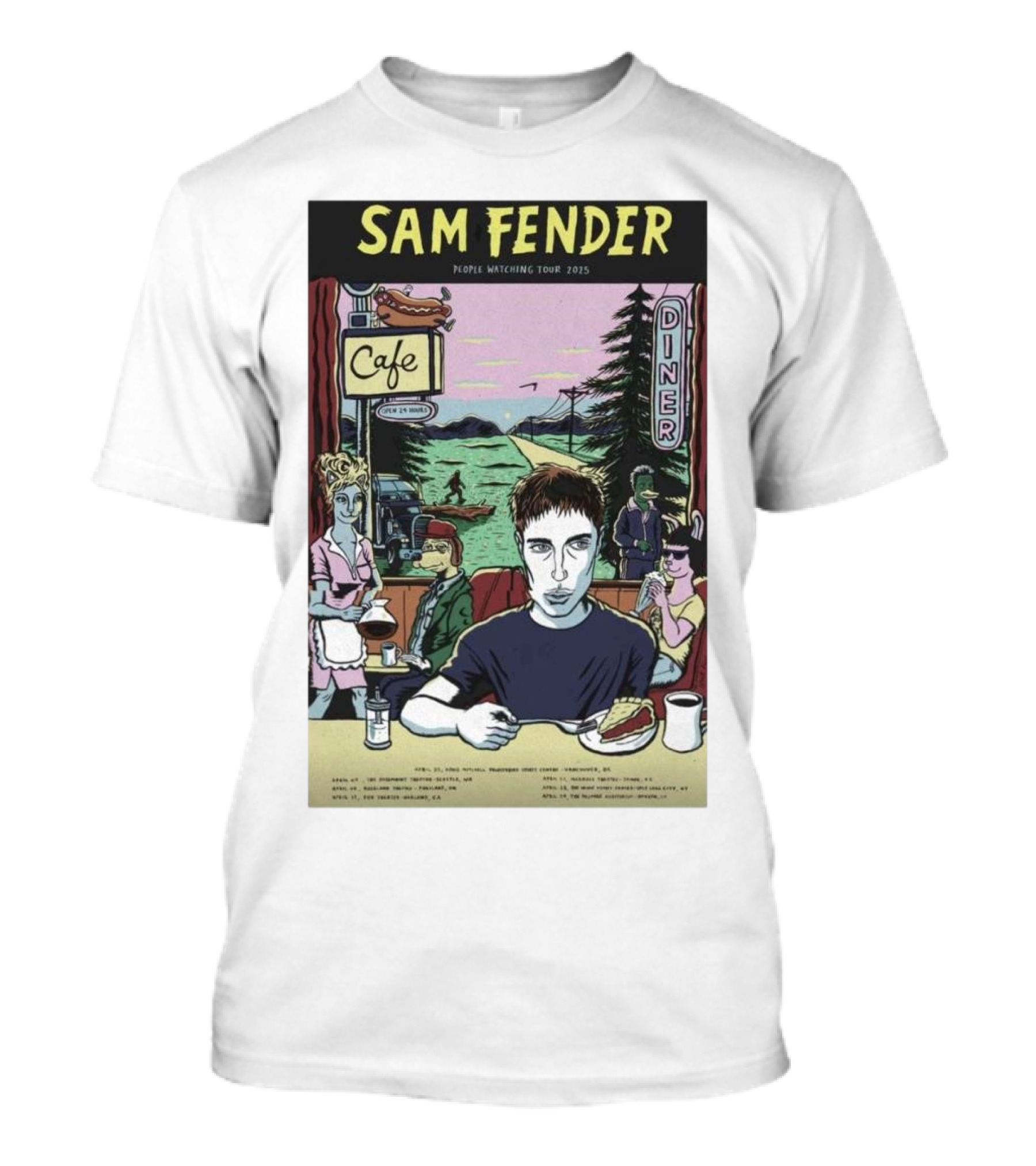Sam Fender People Ing Tour 2025 Diner Scene Portland Oregon April T-Shirt