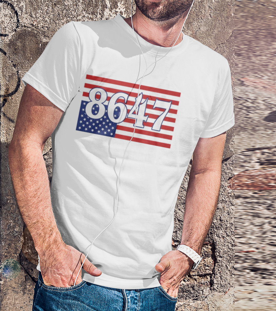 8647 American Flag Inverted Red Blue Stripes T-Shirt