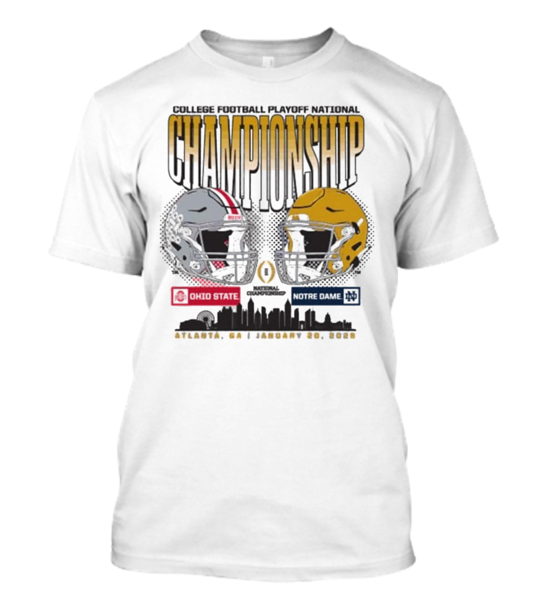 2025 College Football Playoff National Championship Ohio State Buckeyes Vs Notre Dame City Skyline Houston January 6 2025 T-Shirt