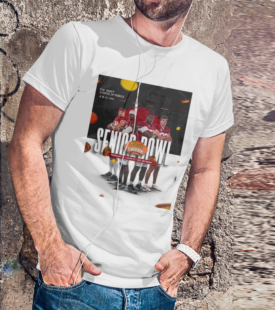 Alabama Crimson Tide Senior Bowl February 1 NFL Network Reese's Draft Starts Mobile T-Shirt