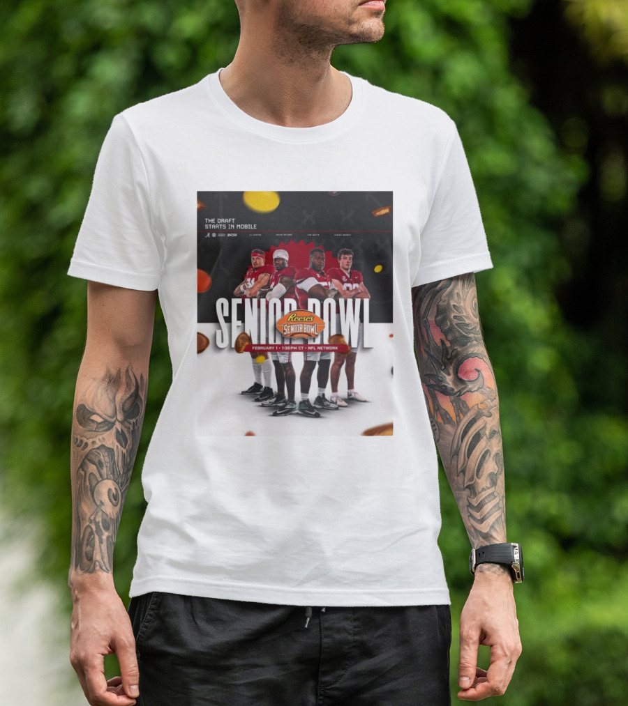 Alabama Crimson Tide Senior Bowl February 1 NFL Network Reese's Draft Starts Mobile T-Shirt
