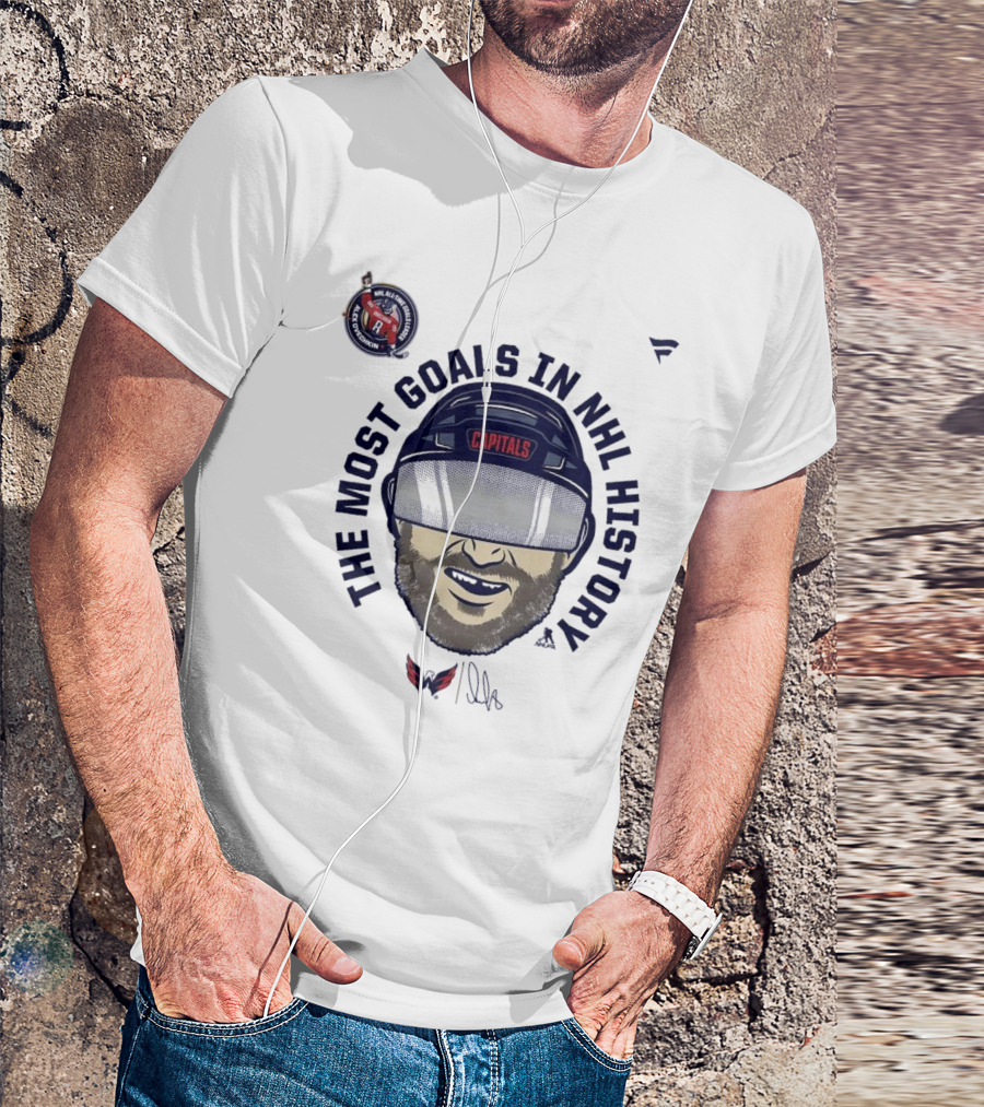 Alexander Ovechkin Capitals The Most Goals In NHL History Caricature T-Shirt