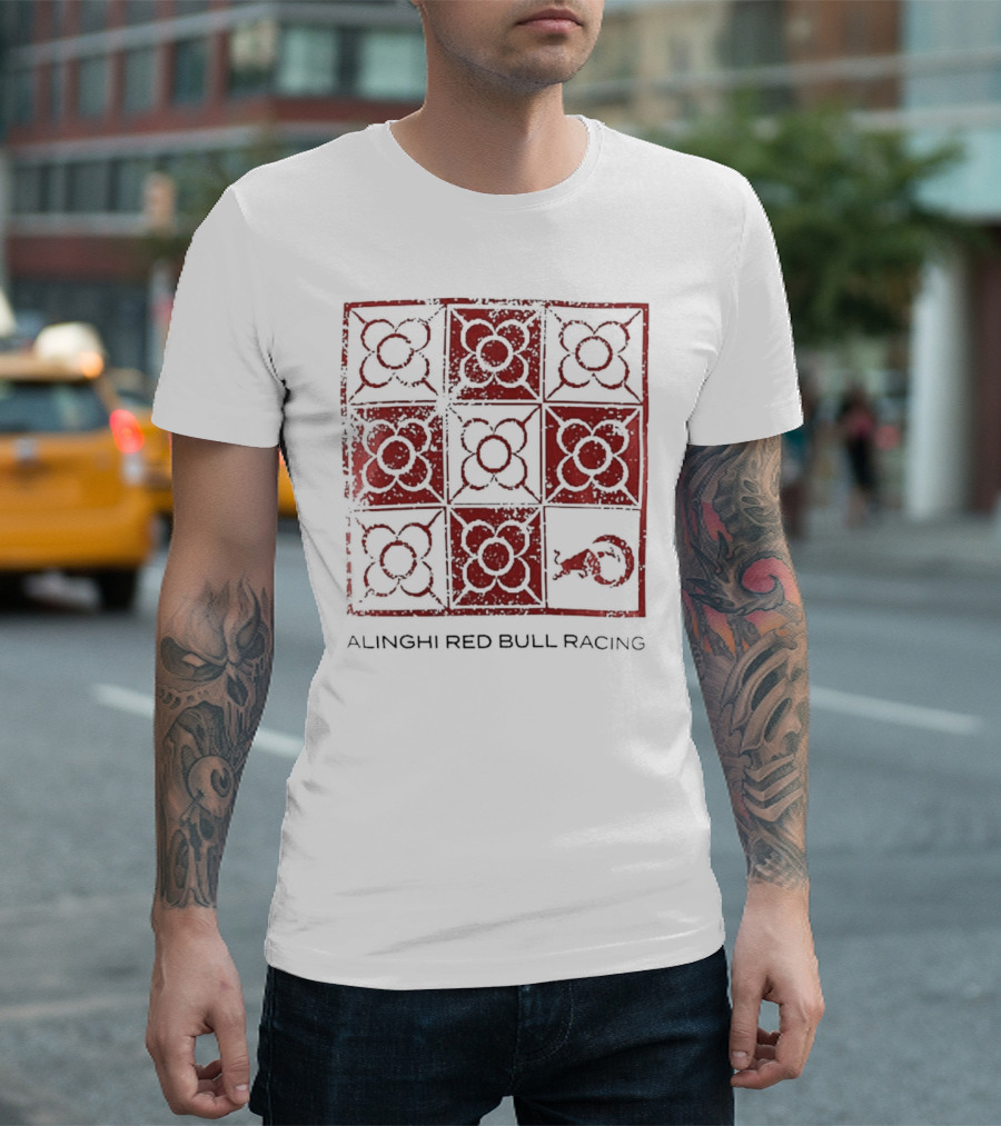 Alinghi Red Bull Racing Barcelona Nine-Panel Grid Pattern T-Shirt