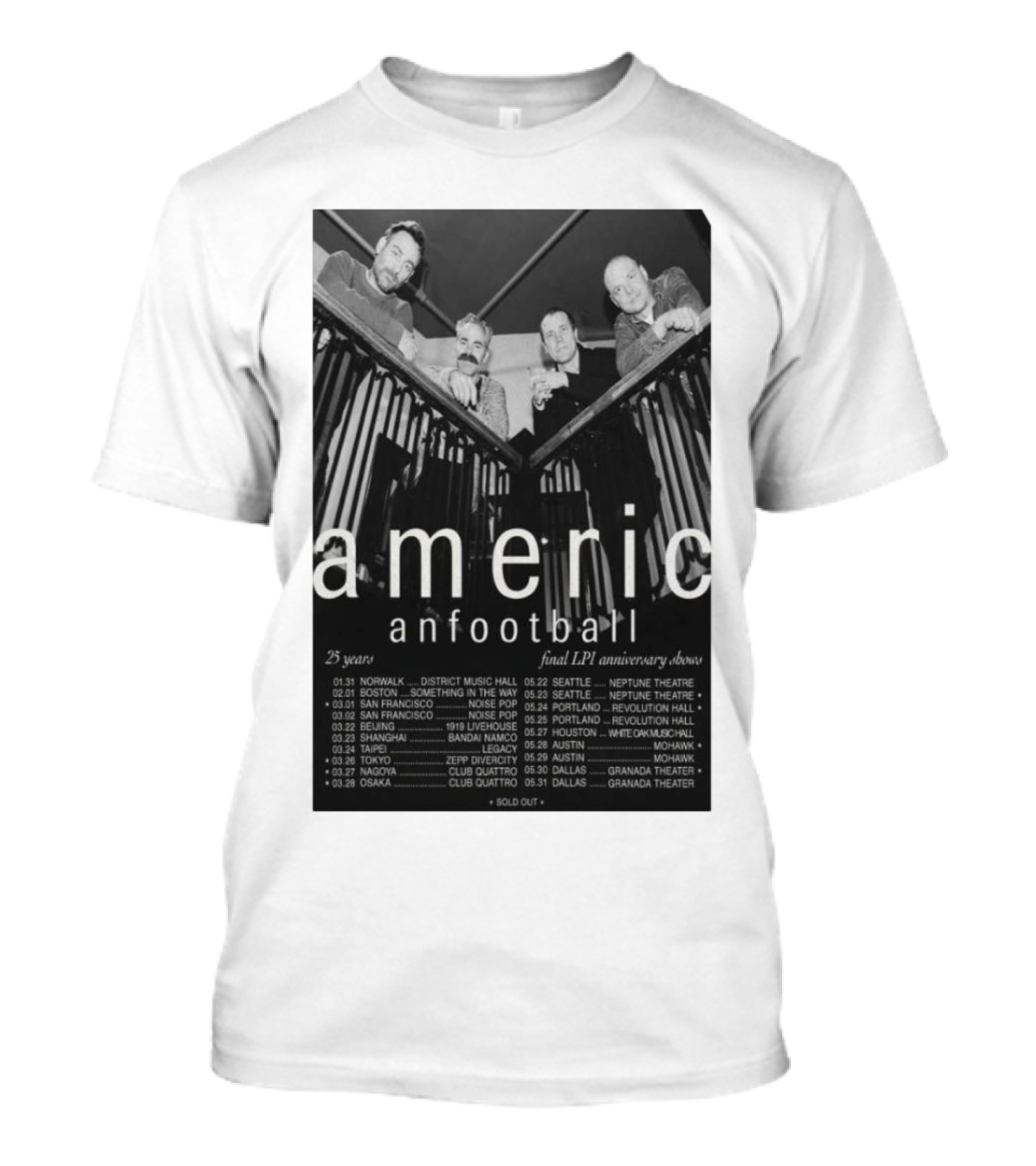 Americ Anfootball 25 Years Final LP1 Anniversary Shows 2025 Tour Dates T-Shirt