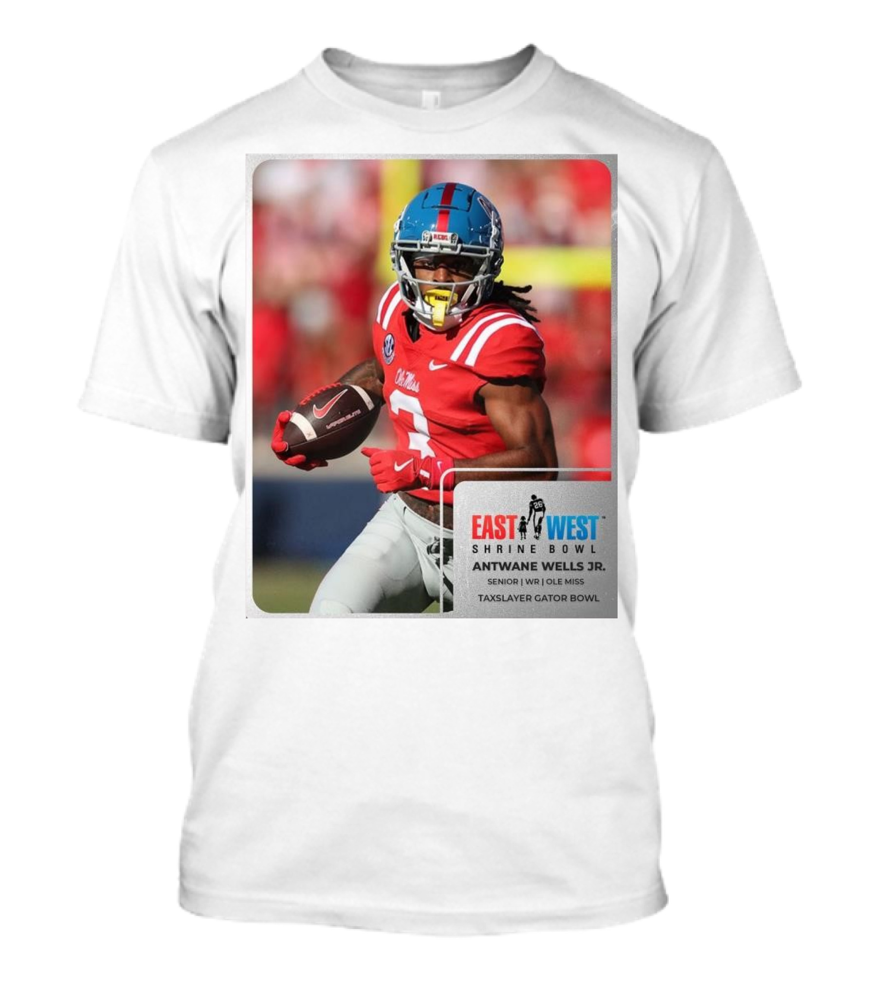 East West Shrine Bowl Antwane Wells Jr. Senior WR Ole Miss Taxslayer Gator Bowl T-Shirt