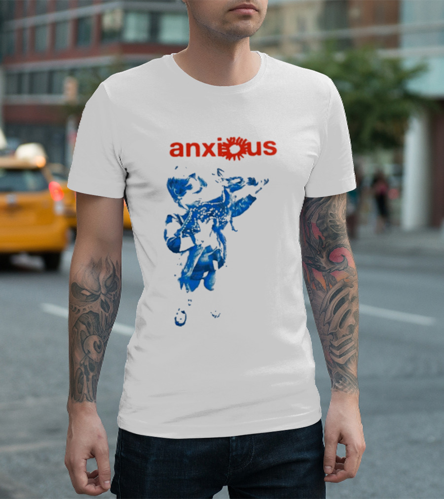 Anxious Blue Abstract Deer Kid T-Shirt