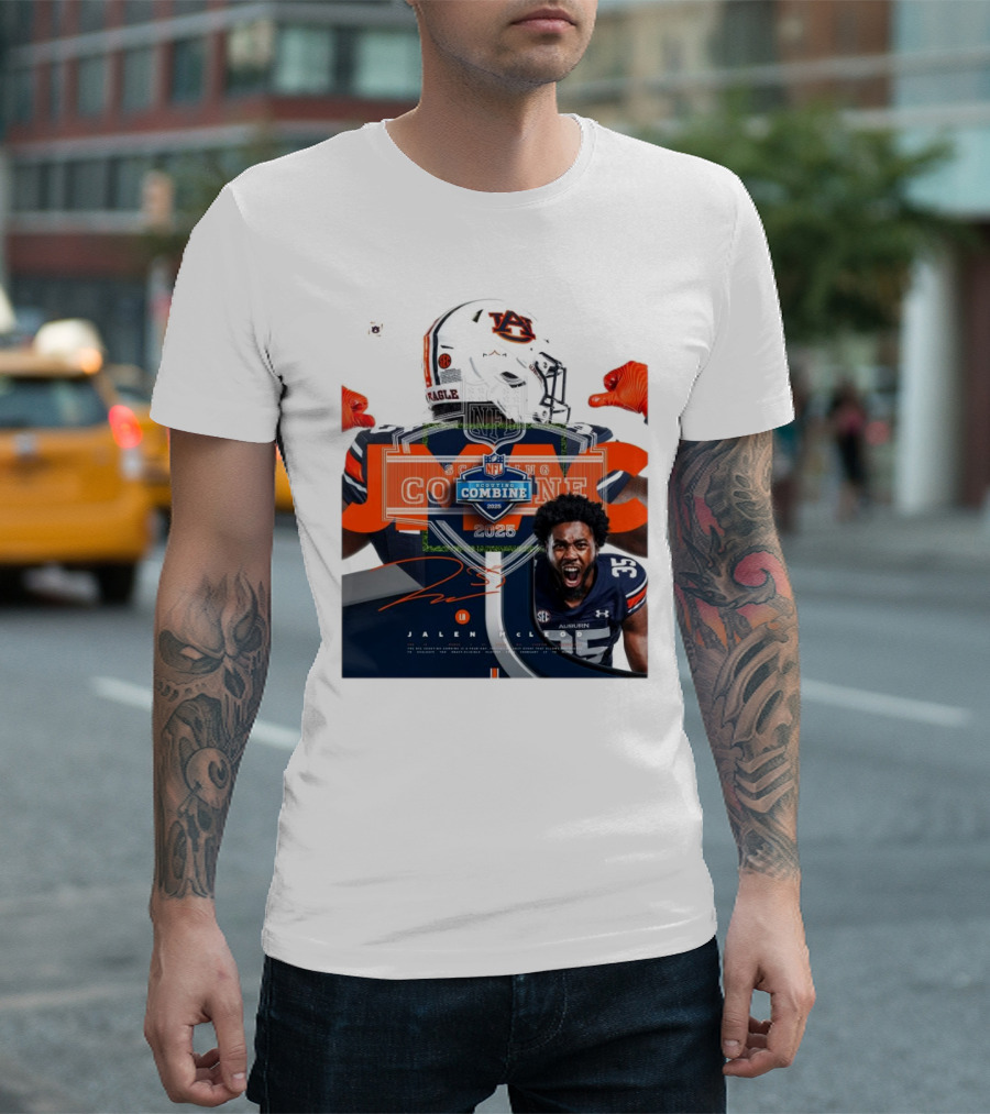 Auburn Tigers Jalen McLeod NFL Scouting Combine 2025 Signature T-Shirt