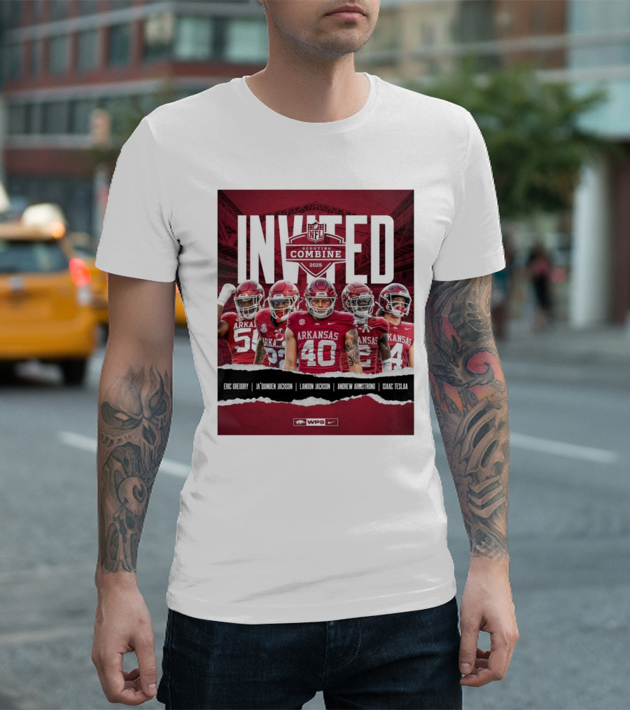 Arkansas Razorback NFL Scouting Combine 2025 Invited Eric Gregory Ja’Quinden Jackson Landon Jackson Andrew Armstrong Isaac TeSlaa T-Shirt