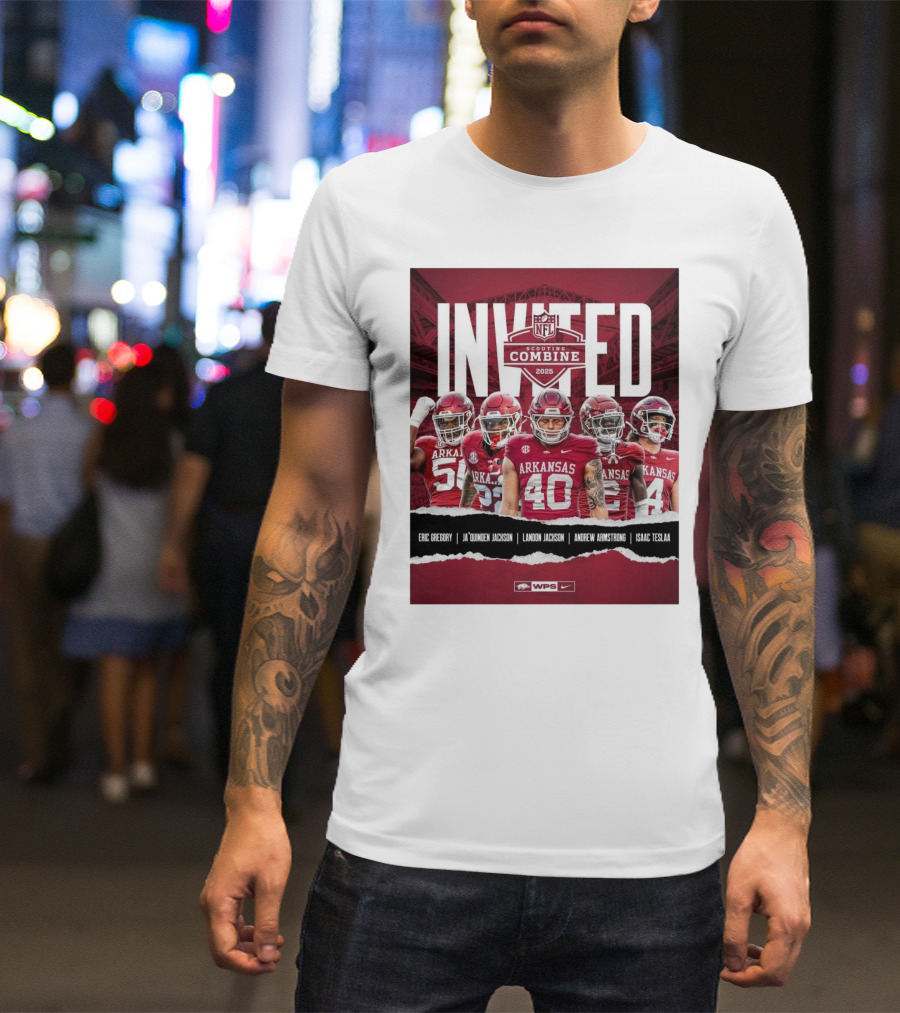 Arkansas Razorback NFL Scouting Combine 2025 Invited Eric Gregory Ja’Quinden Jackson Landon Jackson Andrew Armstrong Isaac TeSlaa T-Shirt