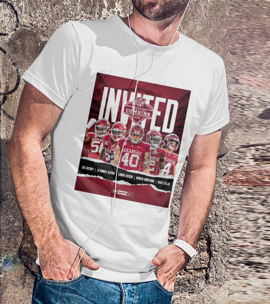Arkansas Razorback NFL Scouting Combine 2025 Invited Eric Gregory Ja’Quinden Jackson Landon Jackson Andrew Armstrong Isaac TeSlaa T-Shirt