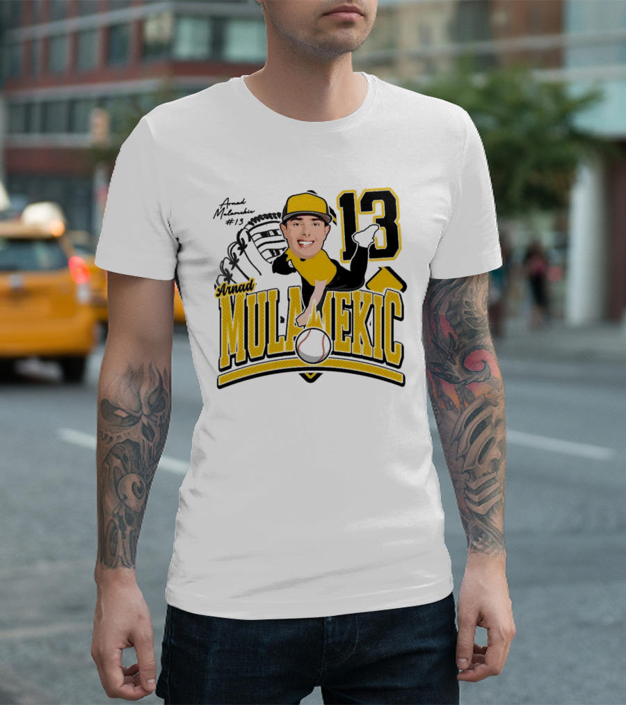 Arnad Mulamekic Baseball 13 Player Underhand Catcher Yellow Outfit T-Shirt