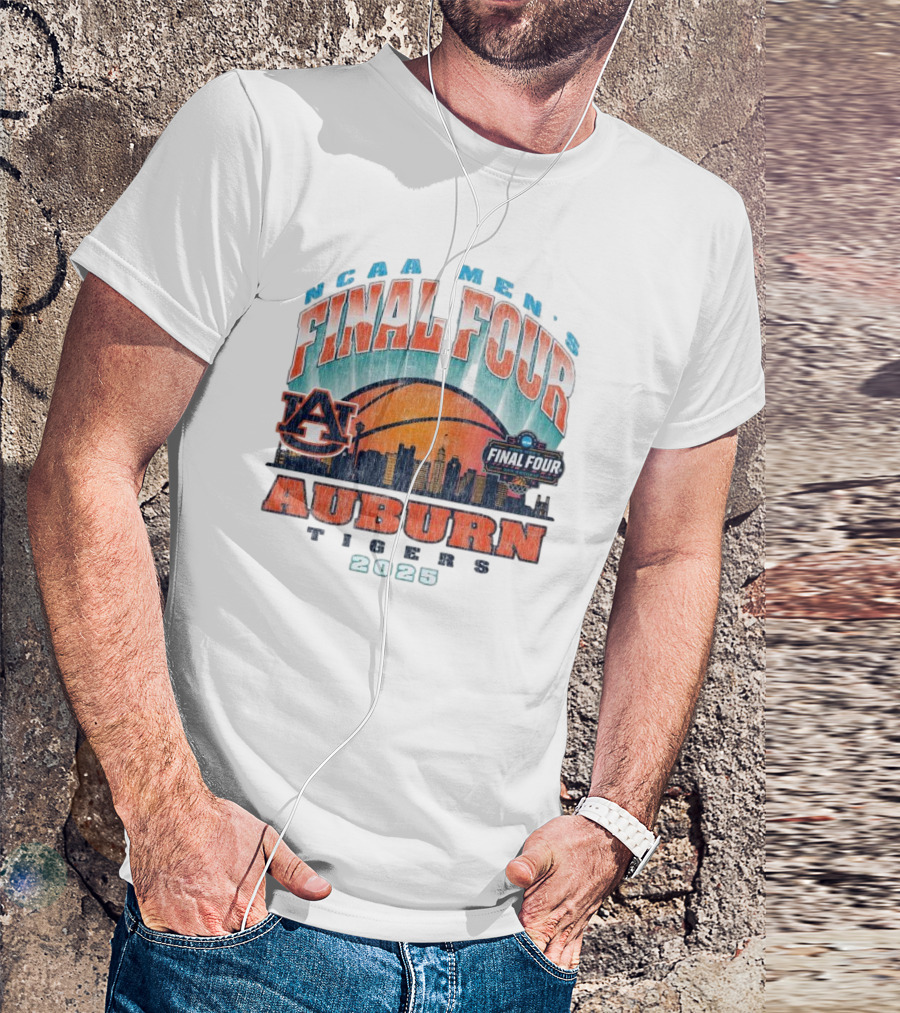 NCAA Men's Final Four Auburn Tigers 2025 Basketball Tournament Retro Skyline T-Shirt