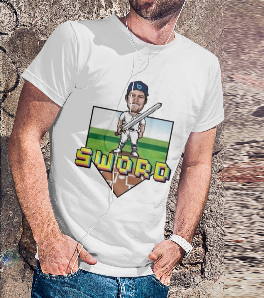 Pixelated Baseball Player Sword Bauer Outage T-Shirt