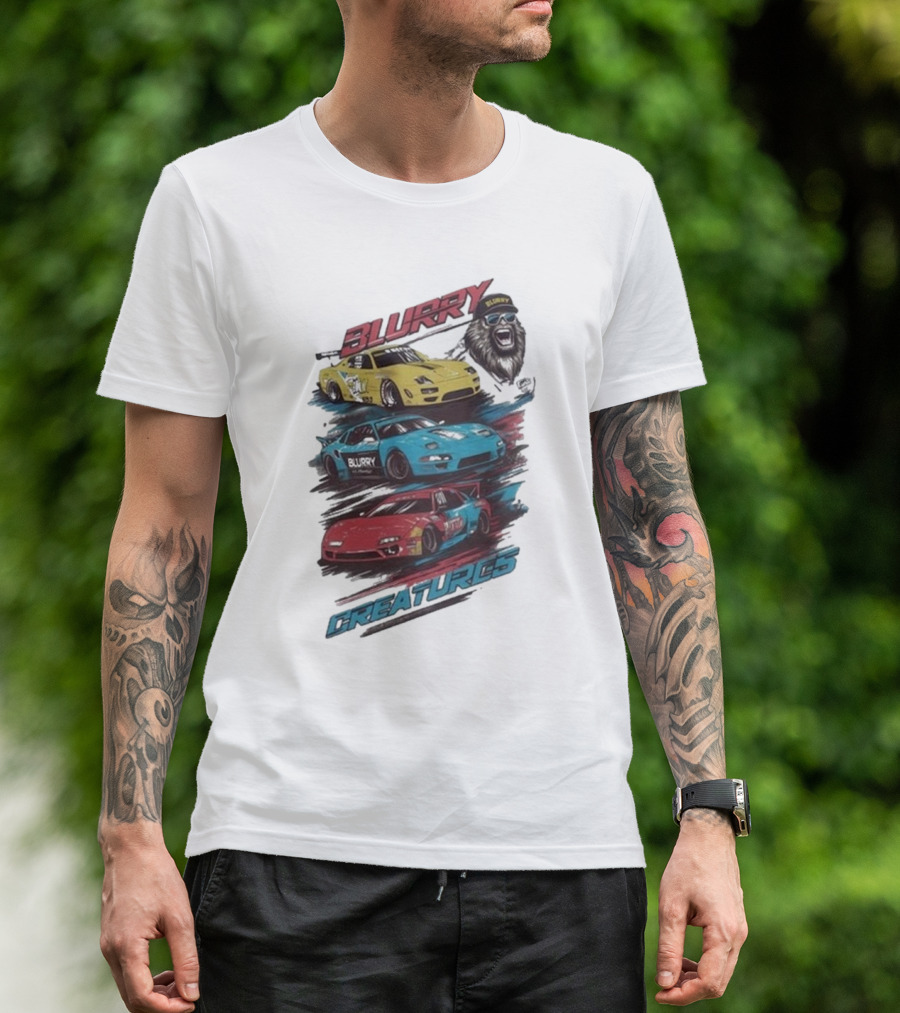Blurry Creatures Talladega Blur Racing Cars Lion T-Shirt