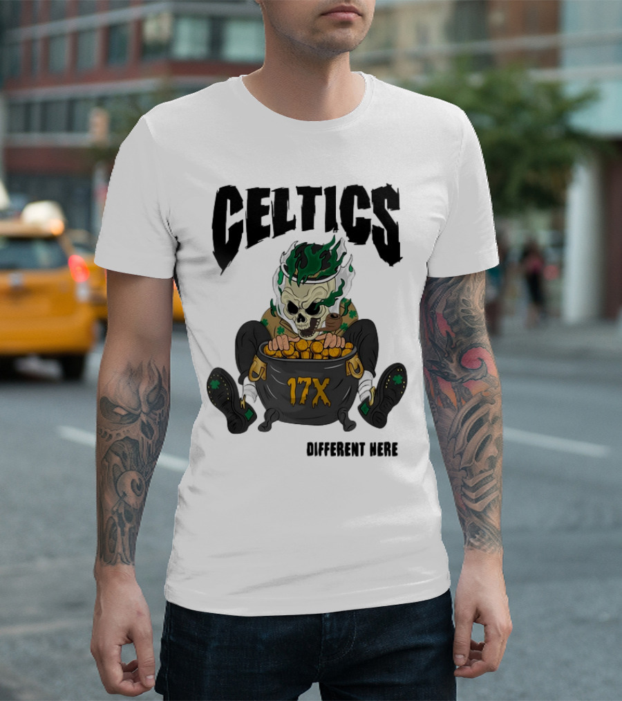 Boston Celtics Skeleton With 17X Championship Theme T-Shirt