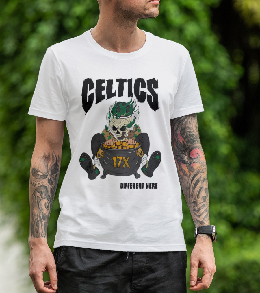 Boston Celtics Skeleton With 17X Championship Theme T-Shirt